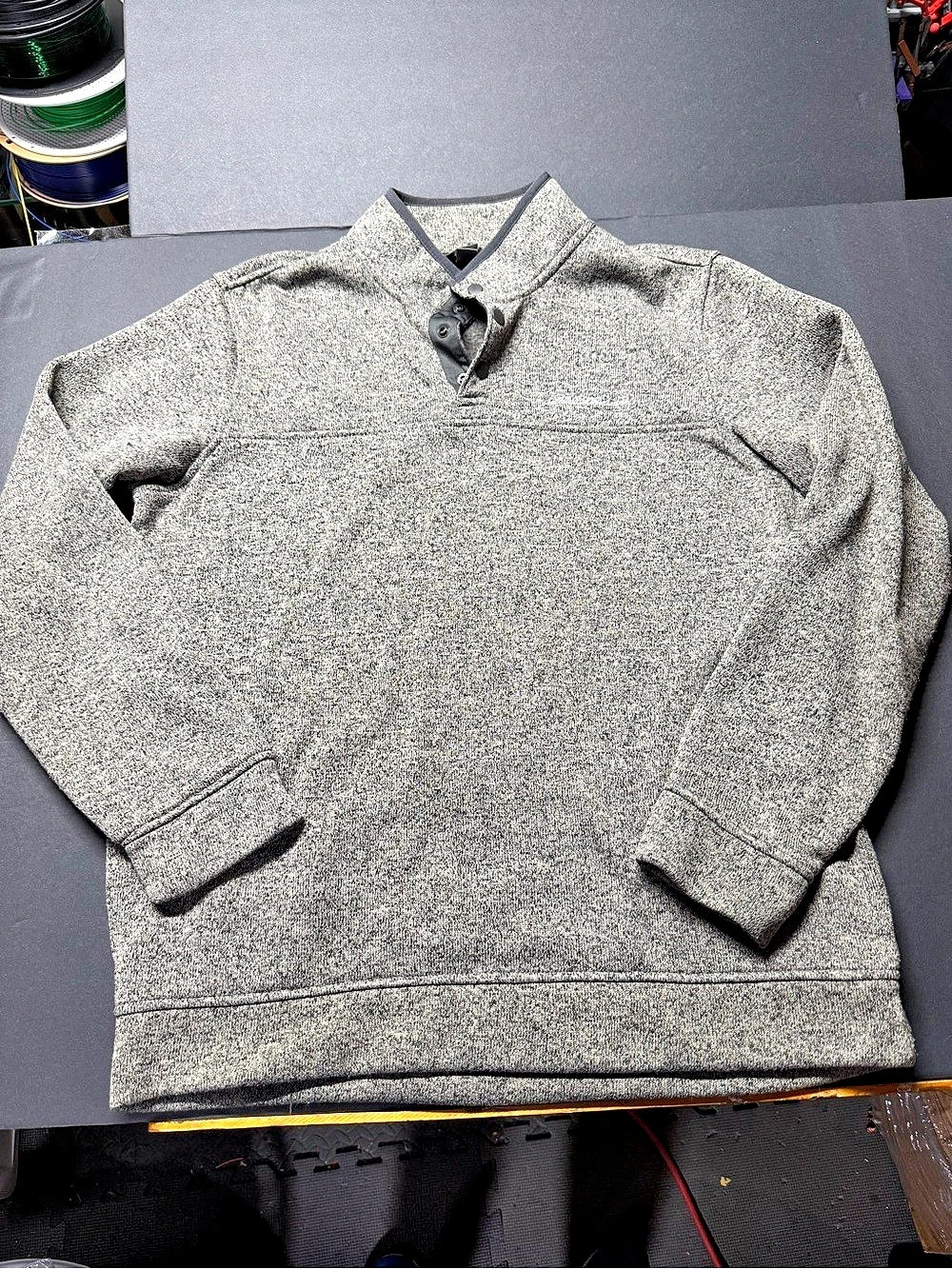 Eddie Bauer Radiator Fleece Snap Mock Pullover Gray Fleece Snap Pullover Like